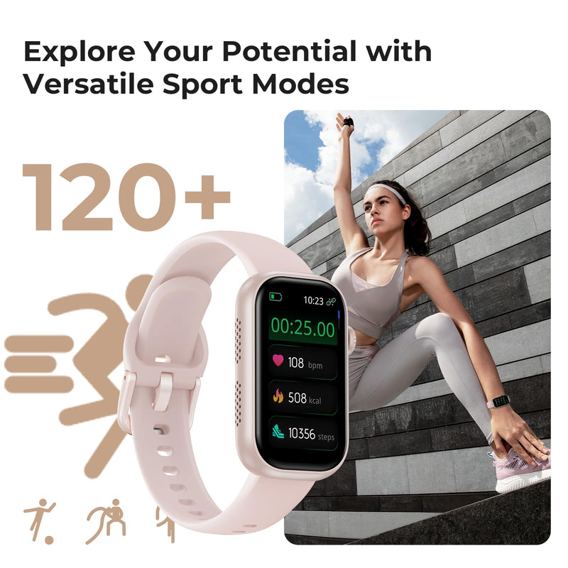 Fitness Tracker for Men Women, 24/7 Heart Rate, SpO2 and Sleep Monitor Health Watch, Calorie Step Counter Fitness Watch IP68 Waterproof Smart Watch for Android and iOS, Blush Pink