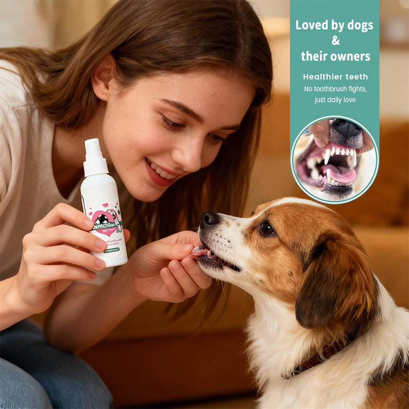 DentaClean Spray for Dogs & Cats - No-Brush Plaque & Tartar Remover, Breath Freshener for Daily Dental Hygiene, Easy Spray Formula for Gum Health, Natural & Non-Irritating, 100ml
