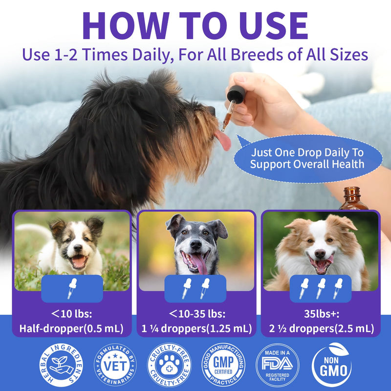 WEALLIN Dog Cough Treatment Support for Dogs - Dog Cough Care Natural Solution for Cough Natural Dog Cough Supplement Herbal Drops Support for All Breeds - 60 ml/2 Fl Oz 1 PCS