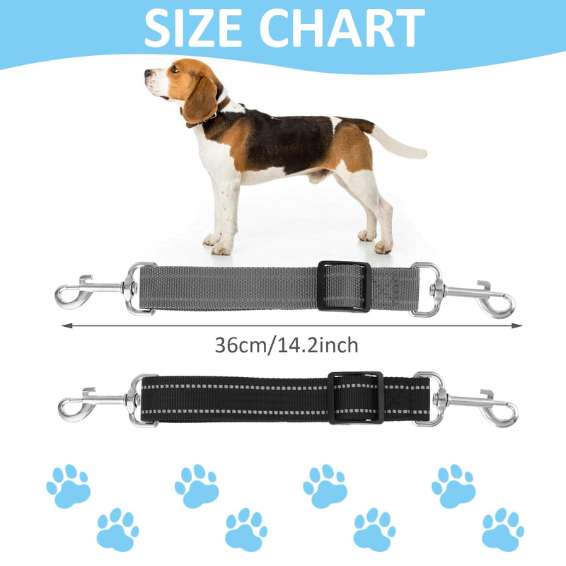 2 Pcs Dog Collar Safety Clips, Adjustable Prong Collar, Reflective Nylon Safety Clip, Double Ended Backup Clasp Leash Connector for Dog Harness to Collar Safety Clip(Black, Gray) - BeesActive Australia