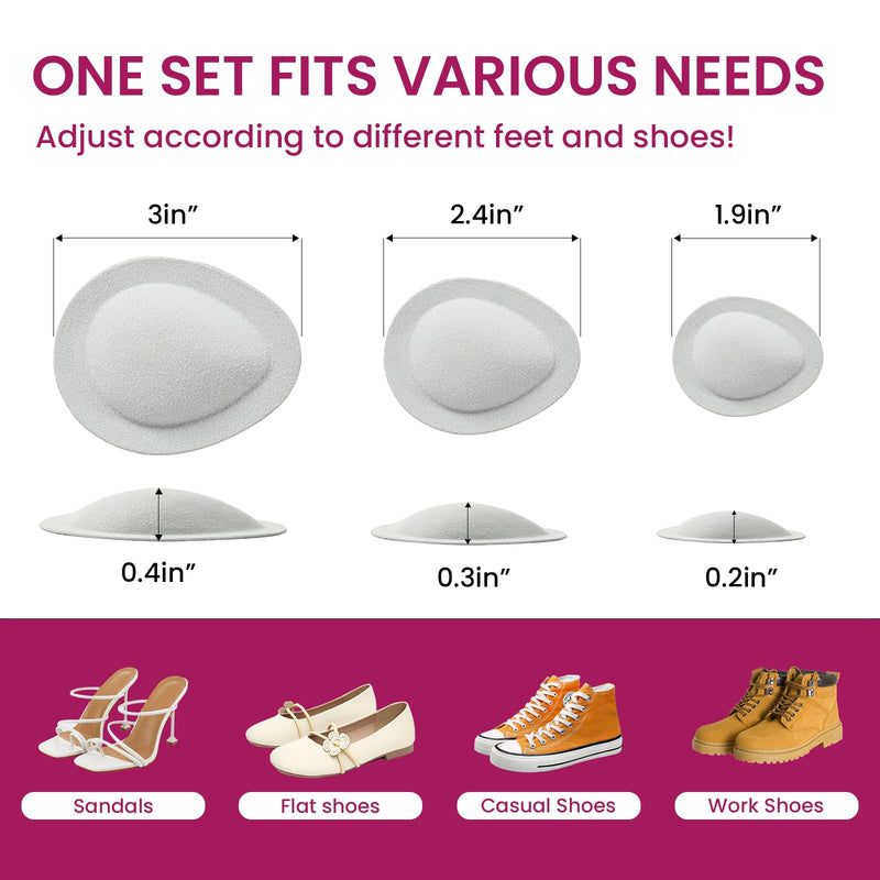 Cloud Feeling Metatarsal Pads for Pain Relief - Bukihome 6-Pair Ball-of-Foot Cushions Forefoot Support Fatigue Relief, Ball-of-Foot Pads for Metatarsalgia Morton’s Neuroma, Men Women Gray