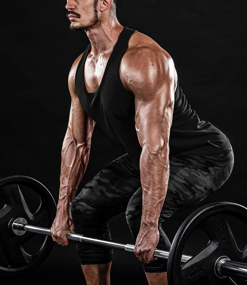 Boyzn Men's 1, 3 or 5 Pack Y-Back Workout Tank Tops, Athletic Muscle Gym Tank Tops, Fitness Bodybuilding Sleeveless T-Shirts Medium 3 Pack-black/Gray/Dark Grey - BeesActive Australia