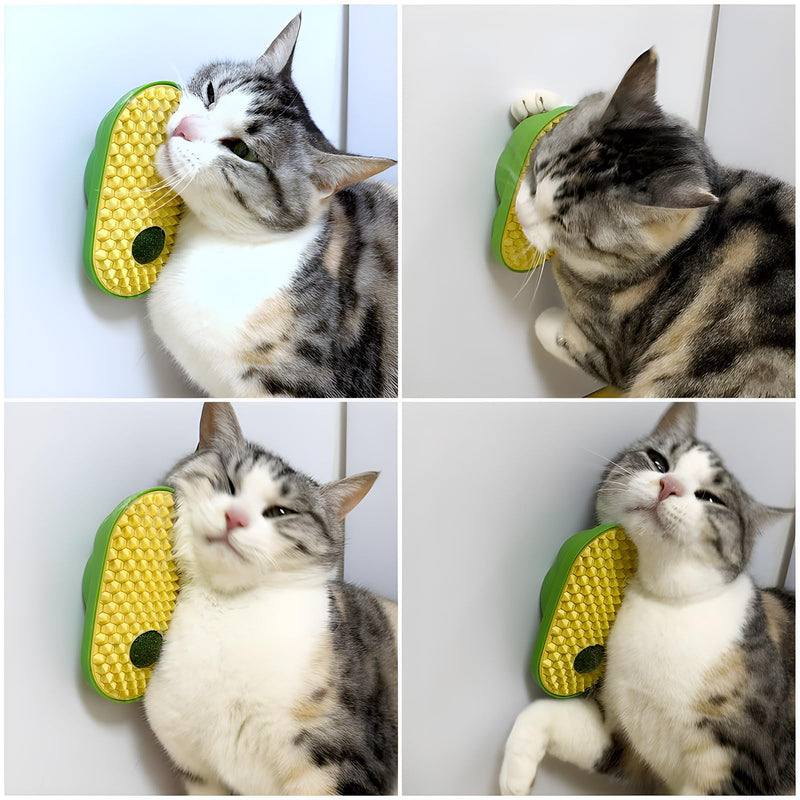 2024 New Cat Wall Scratcher with Catnip Funny Magic Cat Self Groomer Brush Kitten Shedding Massager (Yellow) Yellow - BeesActive Australia