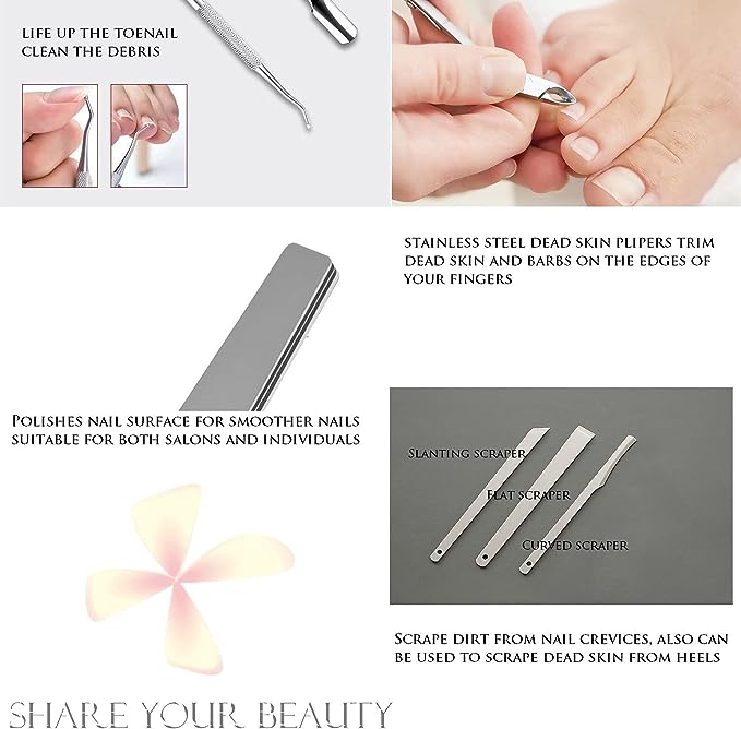 Professional Pedicure Tool Set 26 in 1 Stainless Steel Foot Care Kit Foot Rasp Dead Skin Remover Pedicure Kit Foot File Kit Foot Mum Remover for Men Women Travel - BeesActive Australia