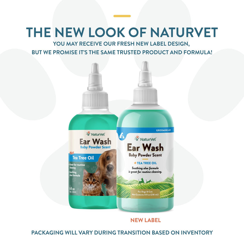NaturVet Ear Wash w/Tea Tree Oil (Aloe & Baby Powder Scent) 8 oz 8 Ounce - PawsPlanet Australia