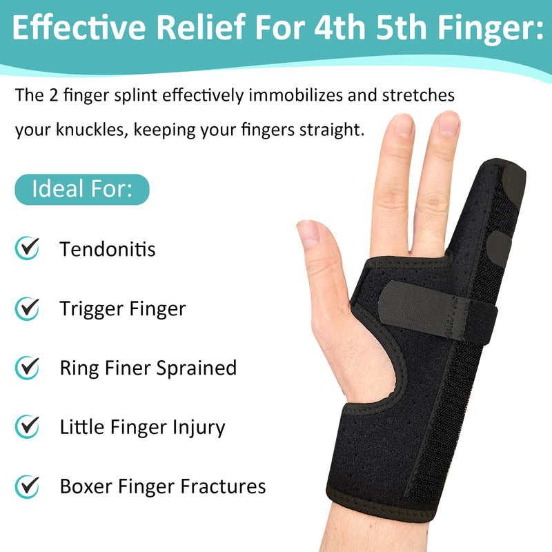 Metacarpal Finger Splint Hand Brace - Pinky Ring Finger Immobilizer For Boxer Fractures -Fit for Both Left or Right Hand (Medium) Medium
