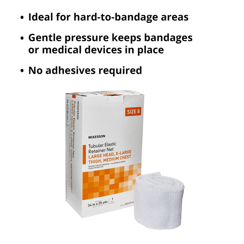 McKesson Tubular Elastic Retainer Net Dressing, Non-Sterile, Head, Thigh, Chest, Size 8, 34 in x 25 yd, 1 Count, 1 Pack Size 8 1 Count - BeesActive Australia