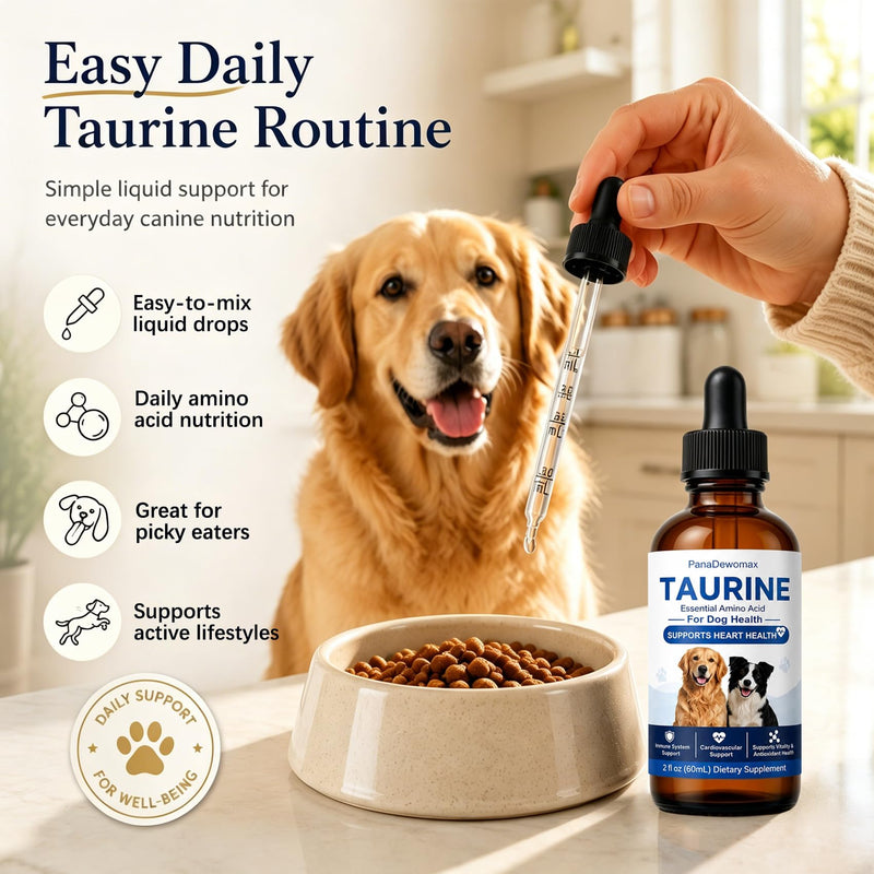 Taurine for Dogs Amino Acid Liquid Supplement for Heart & Muscle Function, Vision, Energy Balance & Physical Stability