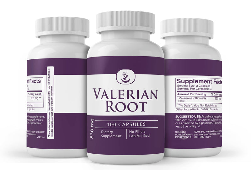 PURE ORIGINAL INGREDIENTS Valerian Root, (100 Capsules) Always Pure, No Additives Or Fillers, Lab Verified 100 Count (Pack of 1) - BeesActive Australia