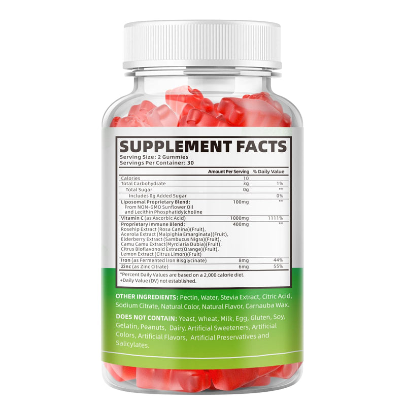 softbear Liposomal Vitamin C Gummies for Adults & Kids 1000mg, Chewable Vitamin C Supplement for Immune Support, Vegan/Organic/Sugar Free VIT C Gummies, Strawberry Flavor 60 Count 60 Count (Pack of 1)