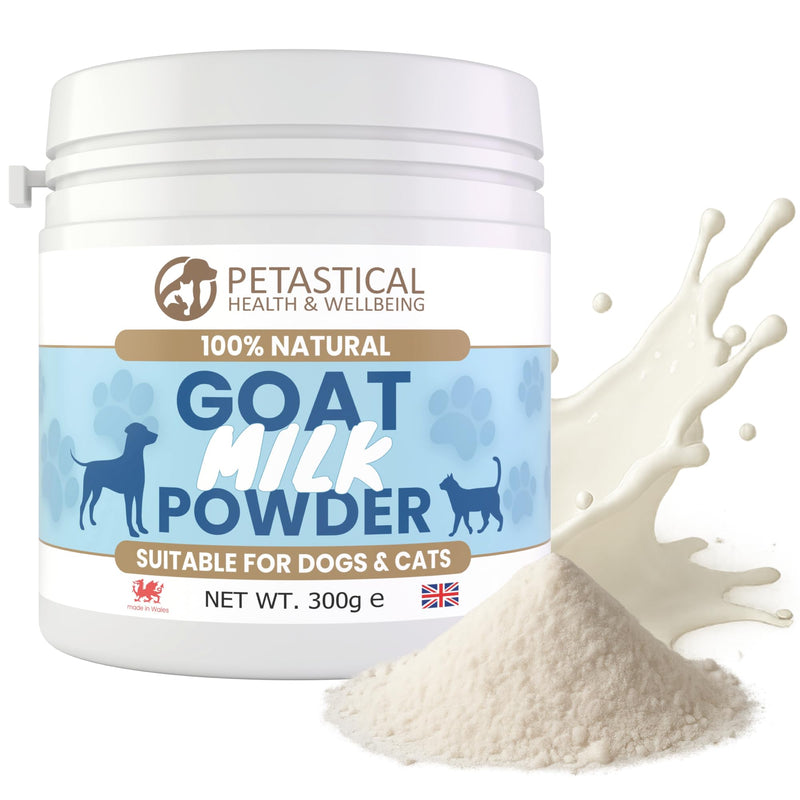 Goat Milk Powder for Dogs & Cats, 100% Natural, Rich in Nutrients & Probiotics, Tasty Food Topper or Milk Alternative, Supports Digestion, Immunity & Hydration (300g)