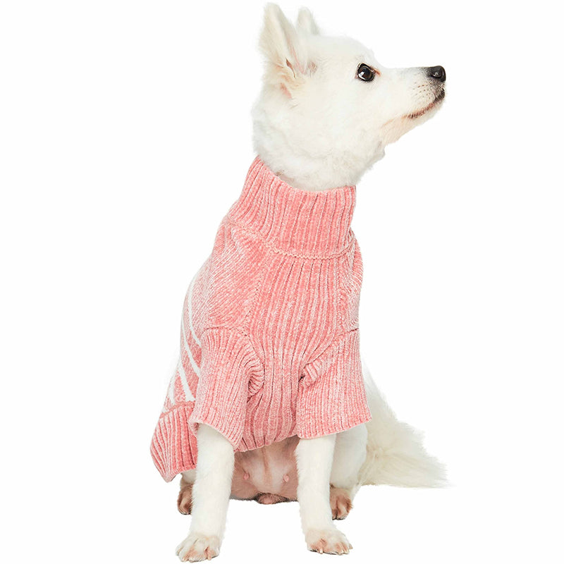 Blueberry Pet Cozy Soft Chenille Classy Striped Dog Sweater in Dusty Rose, Back Length 16", Pink Clothes for Dogs 16 inch (Pack of 1) - BeesActive Australia