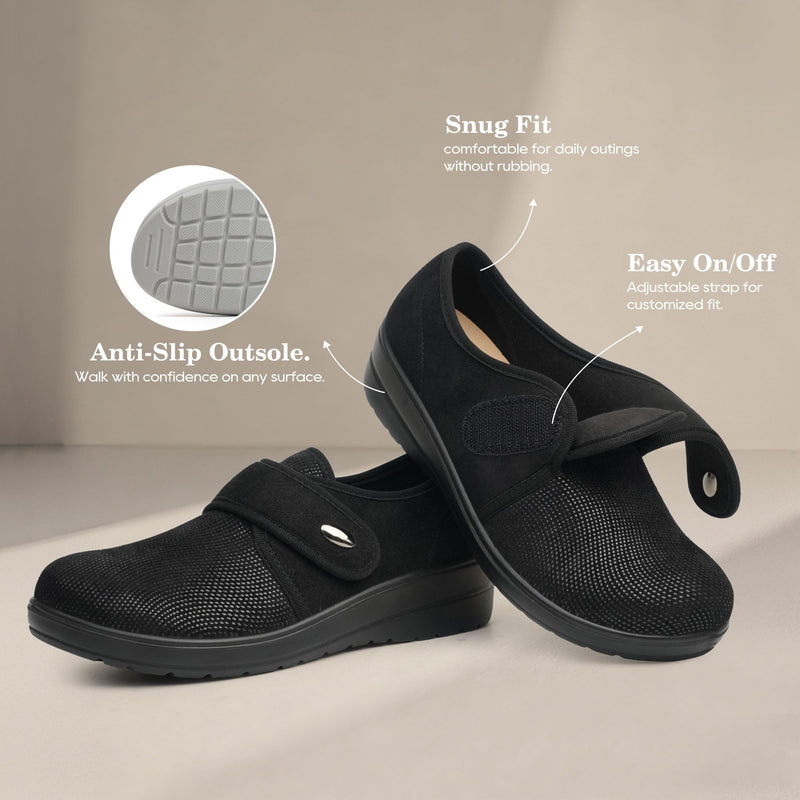 Ortho+rest Women Comfortable Walking Shoes for Bunion Feet 8 Black