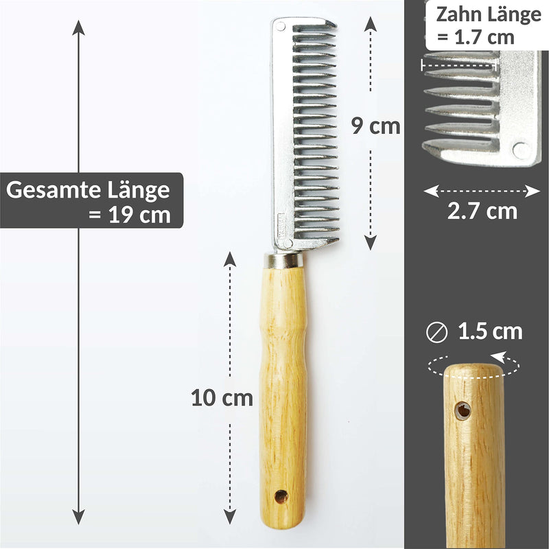 Metal mane comb for horses and donkeys with a sturdy wooden handle (wooden handle) - BeesActive Australia
