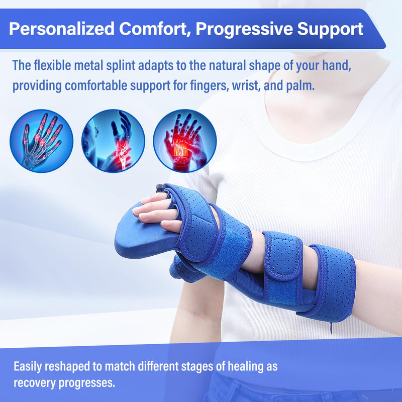TYYIHUA Resting Hand Splint, Stroke Hand Therapy Equipment, Hand Brace with Finger Support for Stroke Recovery Patients, Carpal Tunnel Syndrome, Arthritis, Tendinitis, Metacarpal Breaks Right