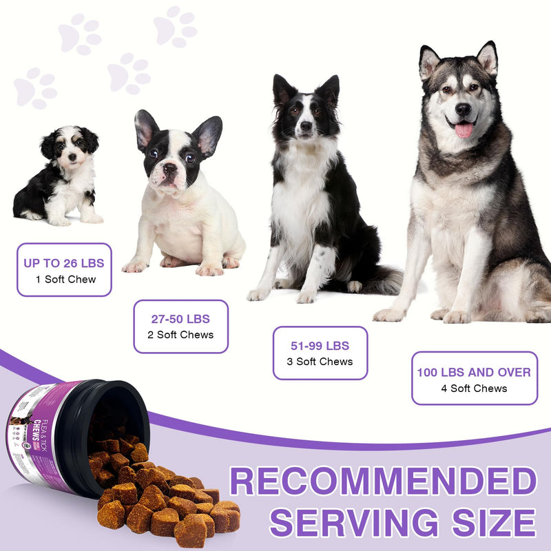 Dog Flea and Tick Chewable 200 Count Soft Chews Chicken Flavor Dog Flea Chewable Supports Skin Comfort and Daily Wellness for Dogs During Seasonal Changes Flea Chews for Dogs