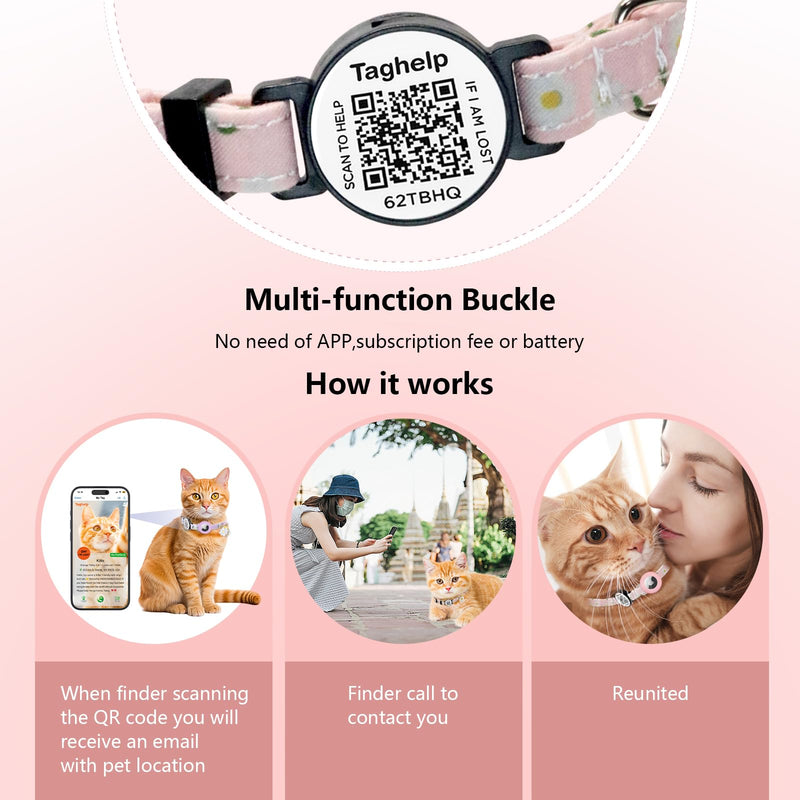 Airtag Cat Collar, Lightweight Kitten Collar Breakaway with Silicone Airtag Holder with Smart ID tag, Bells & Flower Charm for Girl Cats Boy Small Dogs, for Apple Air tag,GPS Tracker Holder (Yellow) - BeesActive Australia