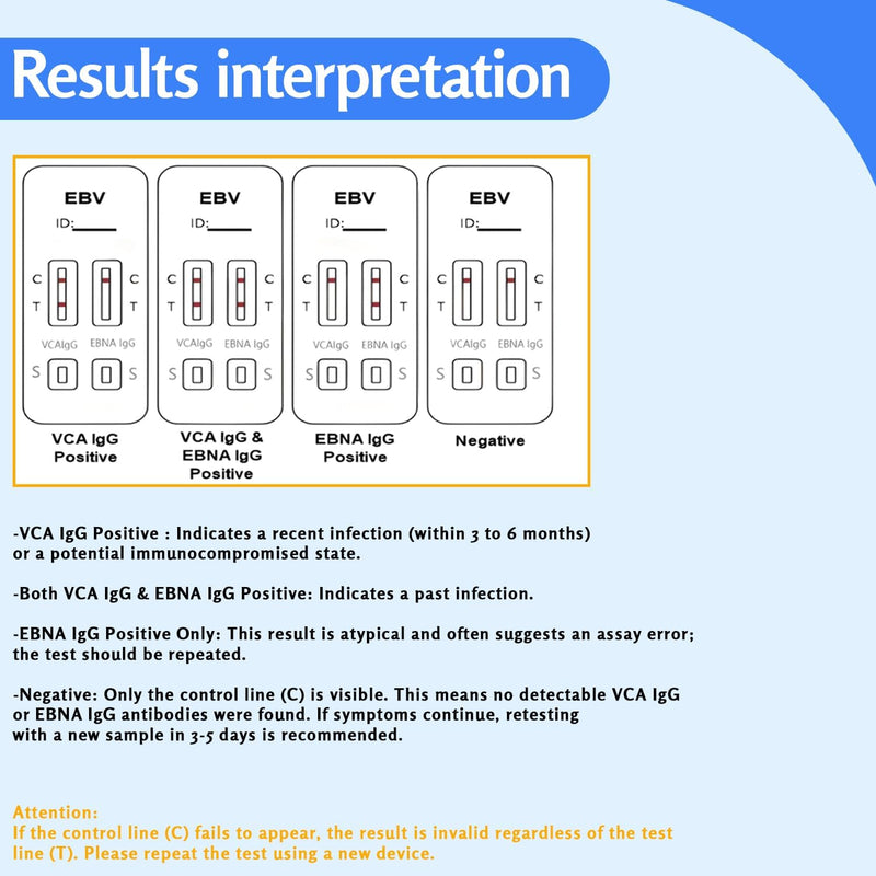 Epstein-Barr (EBV) Test Kit at-Home – No Need for a lab Visit– Detects IgG Response to VCA & EBNA (for in Vitro Diagnostic Use Only), Finger-Prick Sample. 1 Count (Pack of 1)