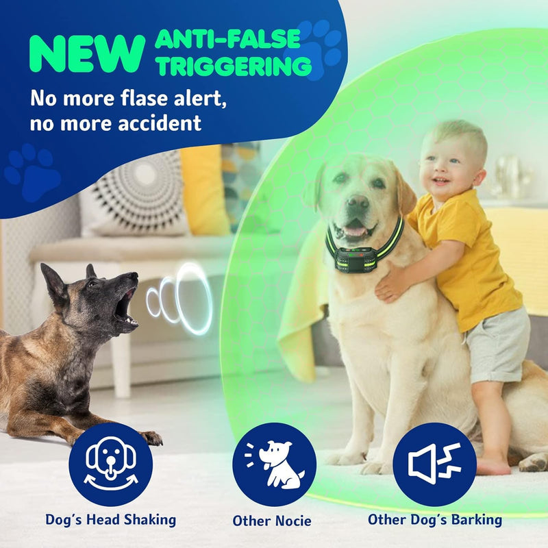 Dog Bark Collar, Rechargeable Smart Anti Barking Collar for Large Medium Small Dogs, No Shock Bark Collarfor Dogs with 5 Sensitivity Levels, Anti Bark Collar with Adjustable Ultrasonic Beep Vibration - BeesActive Australia