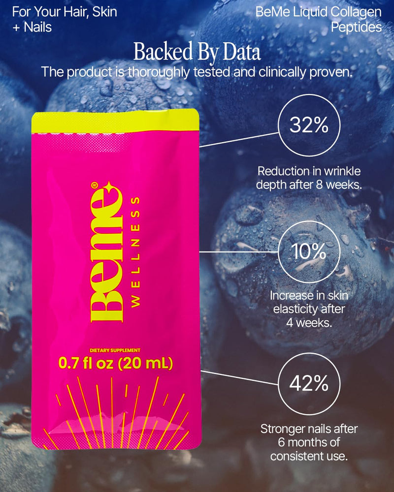 BeMe Glow – VERISOL Marine Collagen, Skin, Hair & Nails, Mixed Berry | 2,500mg per sachet + biotin | 15-day supply | No added sugar | Third-party tested