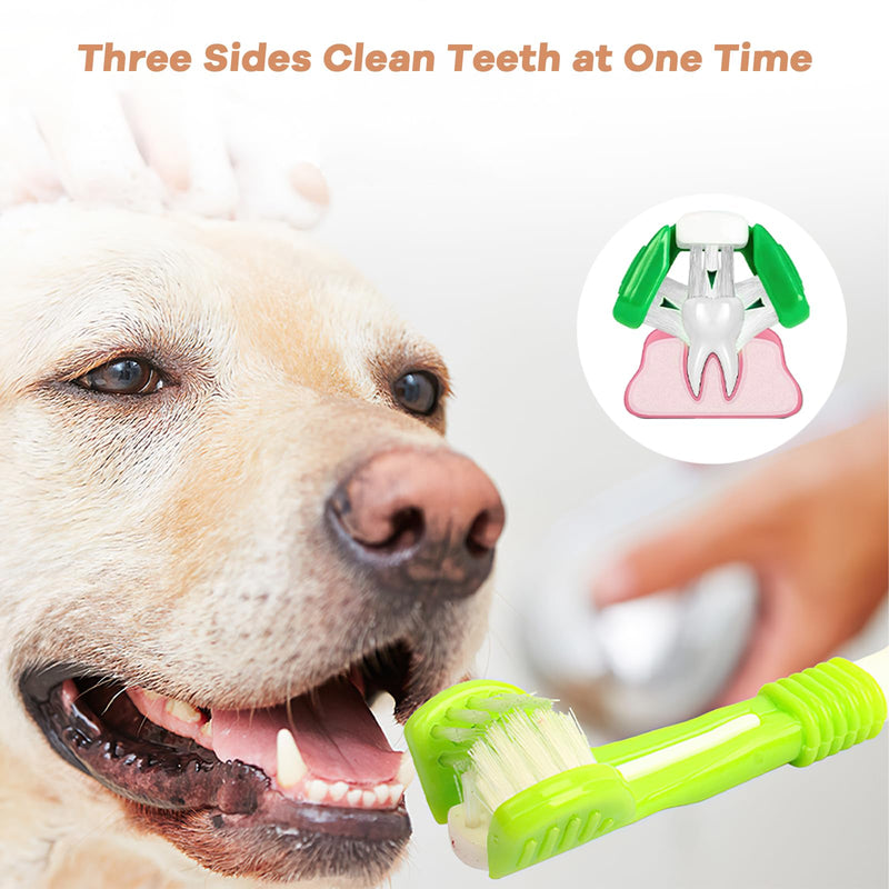 Dog toothbrush set, 2 pieces triple head dog toothbrushes, 4 finger toothbrush, 2 double-headed toothbrush, multi-angle teeth cleaning set for small, medium and large pets - BeesActive Australia
