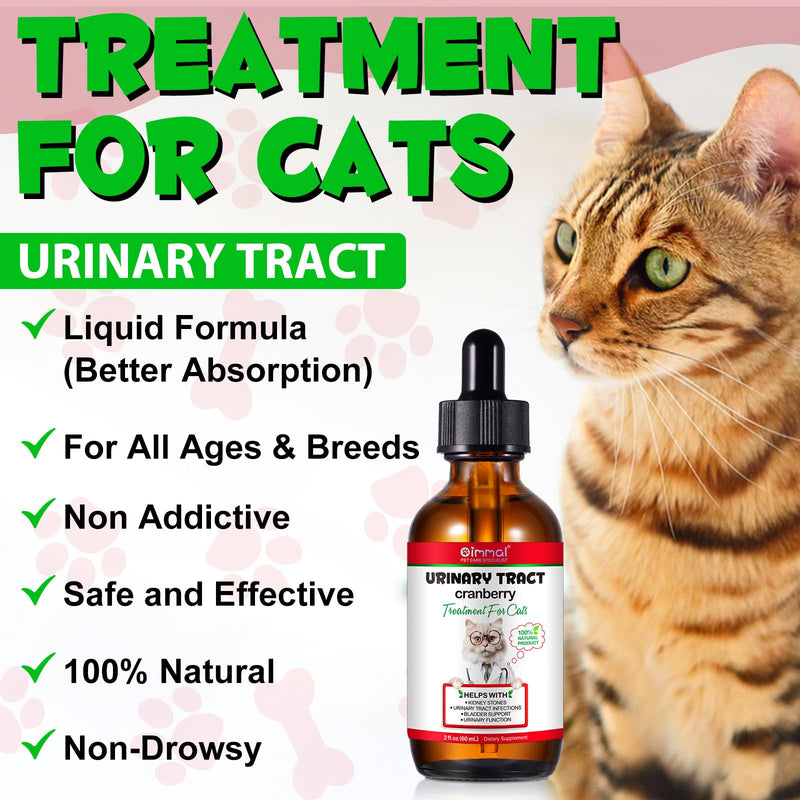 Cat Urinary Tract Infection Treatment Drops, 2 FL oz Cat UTI Healing Drops with Cranberry Extract Supports Bladder, Kidney Stone, Prevention of Incontinence in Urinary Health for Cats - BeesActive Australia