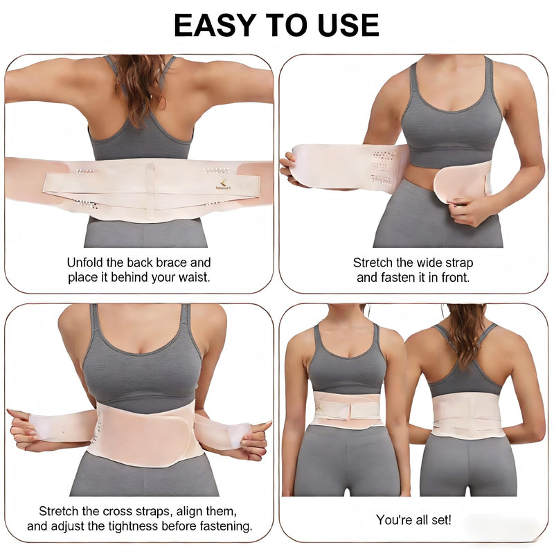 RANDY SUN Comfort Lower Back Brace for Female Workers - Breathable & Lightweight Posture Corrector, Adjustable andInvisible for Daily Wear Pain-Free All Day Wear,Pink, X-large L/XL(Waistline 30"-37") Light Pink - BeesActive Australia