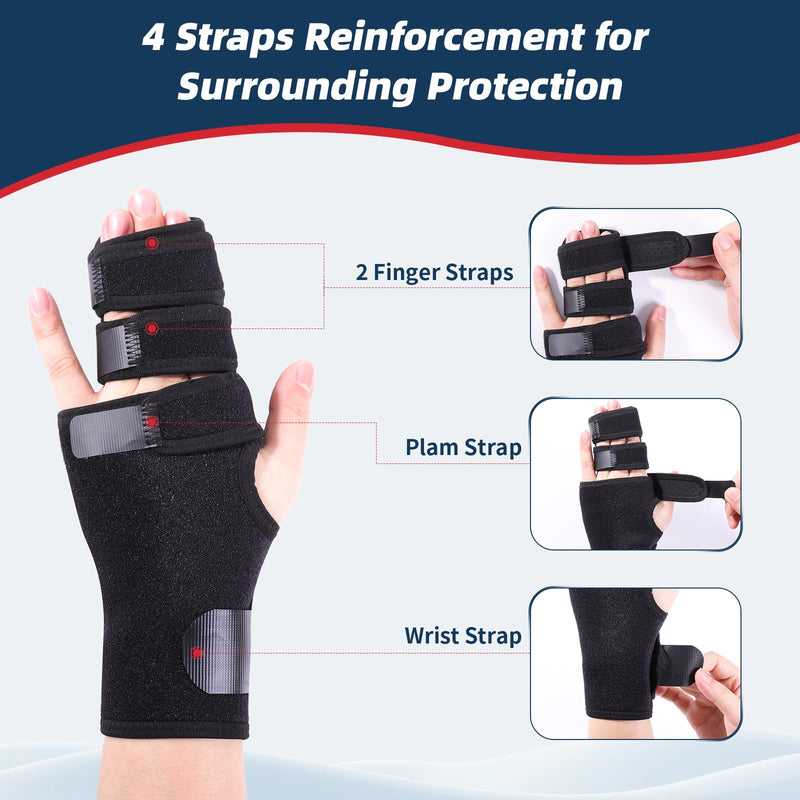 lefeke Trigger Finger Splint, 3 Fingers Brace for Index, Middle, Ring or Little Finger, Adjustable Hand Splint for Broken Fingers, Finger straightener for Arthritis Contractures(Left) Left