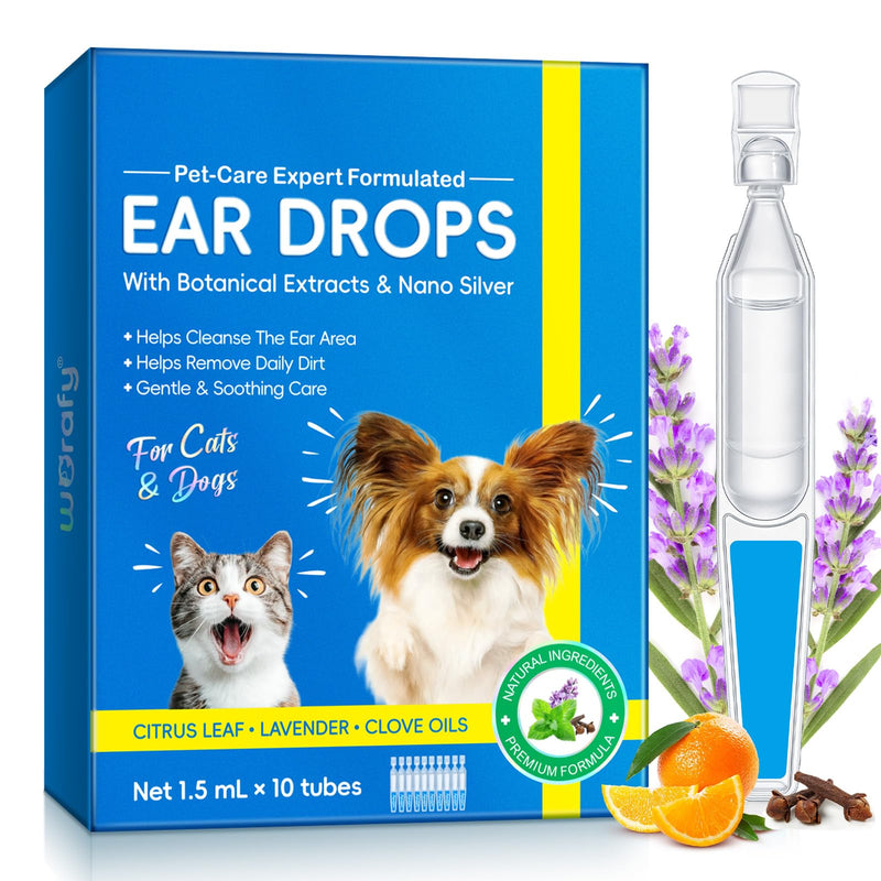 Pet Ear Cleaning Ear Drops for Dogs and Cats - Treat Ear Mite Infections, Yeast Infections, and Earwax Buildup, Soothe Itching, Disposable Ear Cleaning Essence 10 PCS