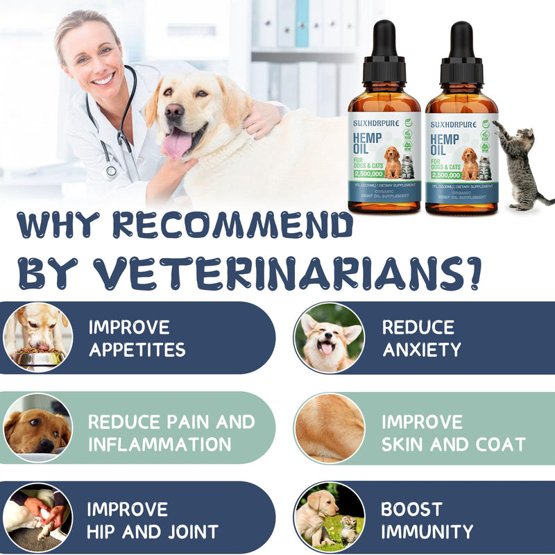 Hemp Oil for Dogs and Cats - Helps with Anxiety Pain Stress Sleep Arthritis Seizures Aggressive Relief - Support Hip Joint Health - Hemp Oil Drops Calming Treats (4 Pack)