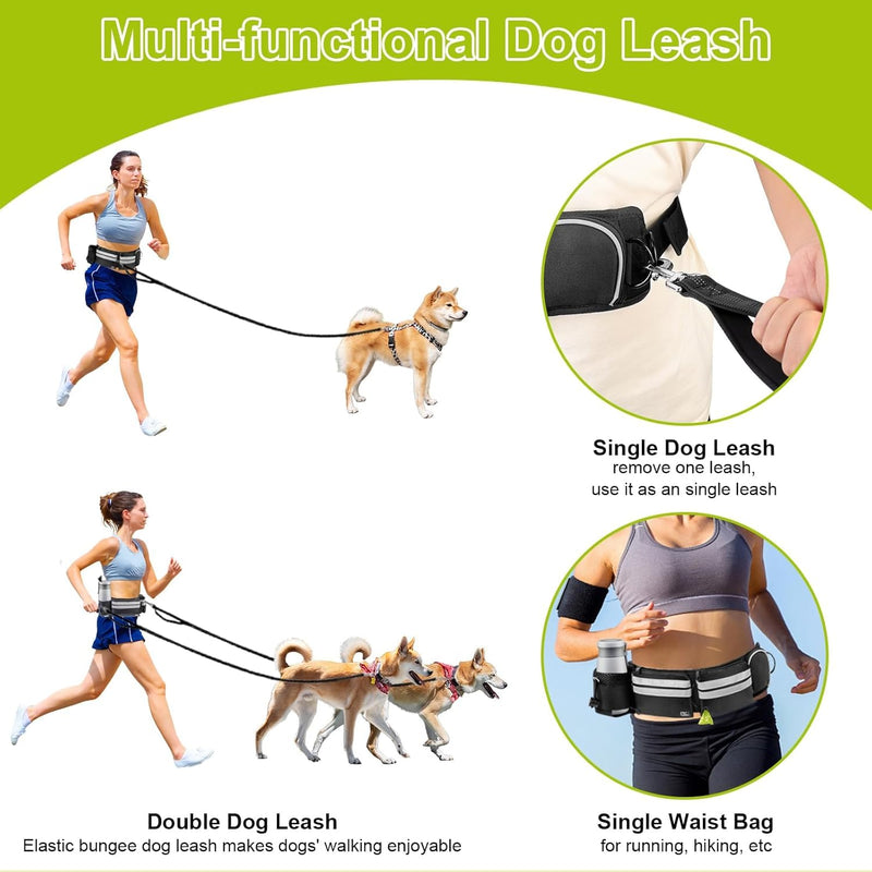 GoFortunePet Hand Free Dog Leash for Medium and Large Dog - Enjoy Pull Free Walks– Expandable Pouch Belt with Adjustable Leash Length for Hiking and Running – Heavy Duty and Reflective Safety Blue - BeesActive Australia