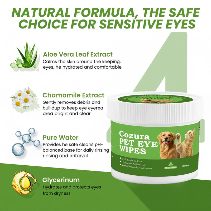 Gentle Pet Eye & Dental Bundle - 100ct Tear Stain Wipes & 60ct Alcohol-Free Finger Teeth Wipes for Sensitive Dogs & Cats - Safe Daily Hygiene Set