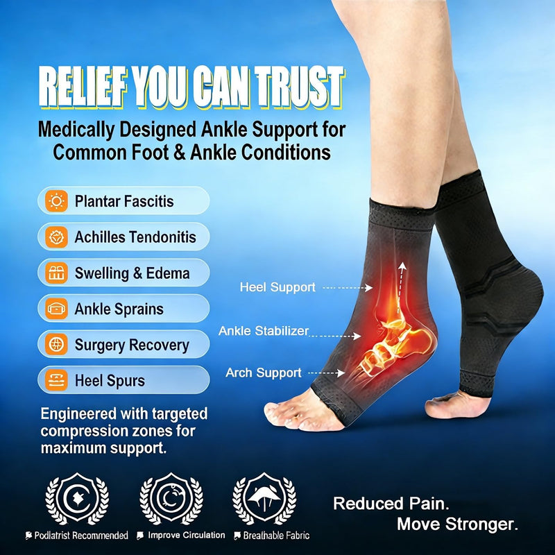 ABIRAM Ankle Brace for Men & Women - Adjustable Compression Sleeve with Wrap for Sprained Ankle, Plantar Fasciitis, Achilles Tendonitis - Breathable Support for Running, Volleyball, Basketball - L Black Large - BeesActive Australia