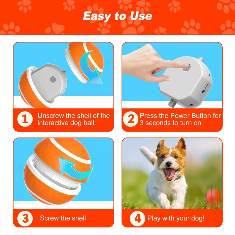 2024 New Upgrade Interactive Dog Ball Toy, Auto Active Rolling Ball for Dogs, Rechargeable Self Rolling Ball Dog Toy with 2 Modes, Motion Activated Remote Control Dog Toys for Dogs & Engaging Dog Gift WELL