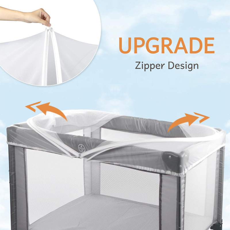 Mosquito Net Cover for Pack N Play, Netting Cover with 2-Way Zipper, Keep Cats Out, for Baby Playpen, Portable Playard, White - BeesActive Australia