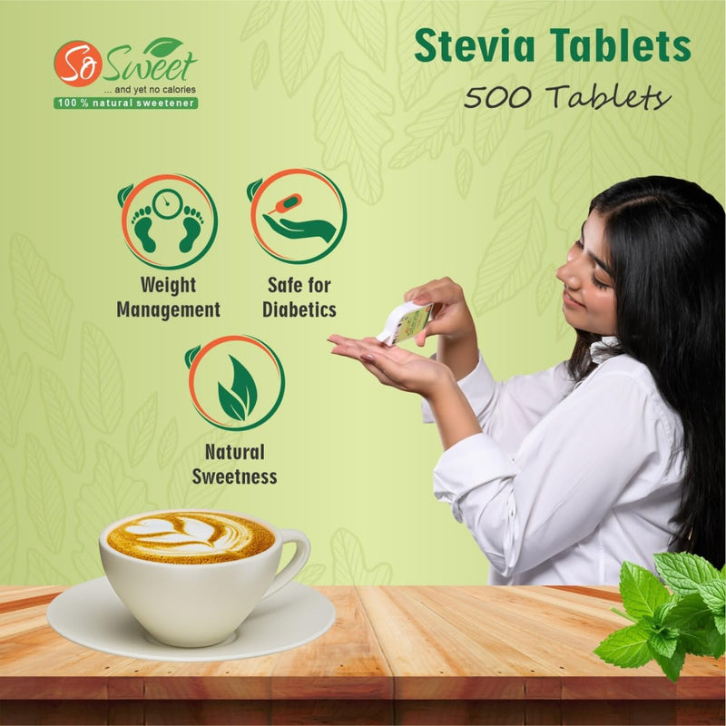 Stevia 500 Tablet Dispenser - Natural Sweetener, Zero Calories, Keto-Friendly, Sugar Substitute, No Artificial Flavors, Convenient Travel Size