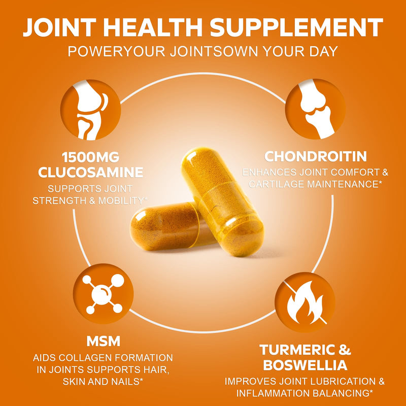 Glucosamine Chondroitin MSM & Magnesium Complex Supplement Set | Glucosamine Complex and Magnesium Complex for Cartilage, Joint Health and Muscle Bone Support- 240 Capsules 120 Count (Pack of 2)