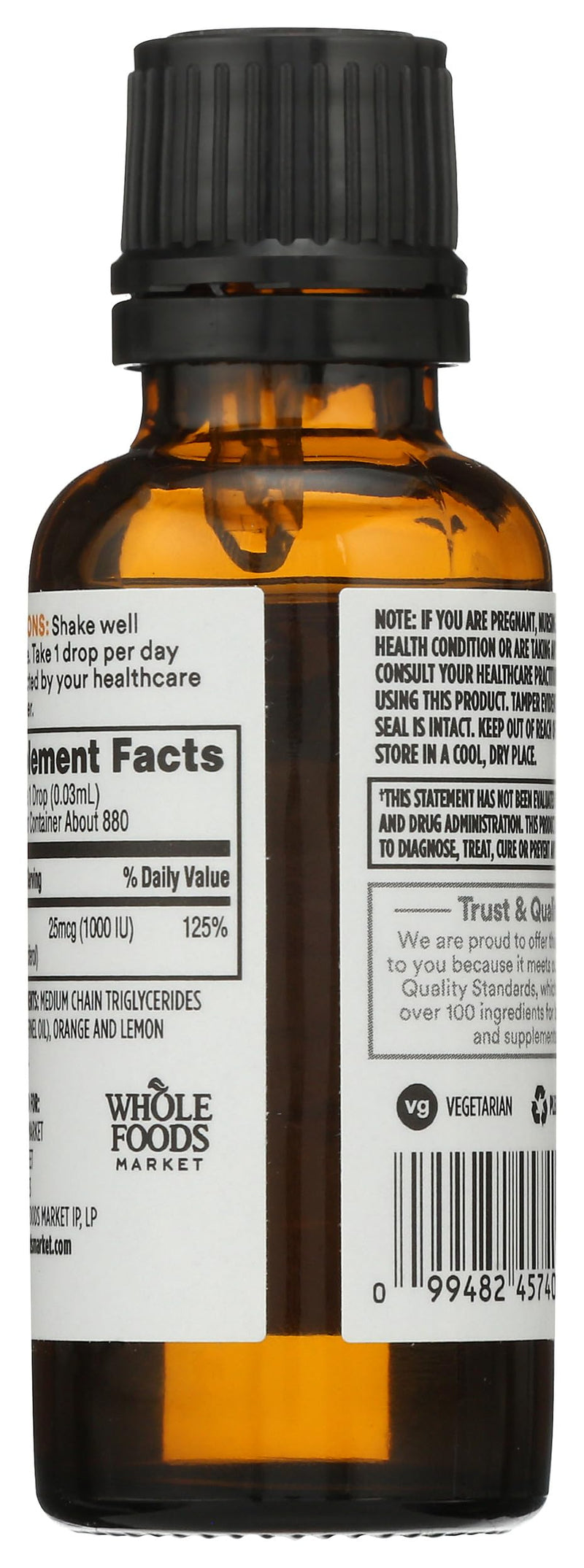 365 by Whole Foods Market, Vitamin D-3 Liquid Citrus Flavor 1000IU, 1 OZ 1 Fl Oz (Pack of 1)