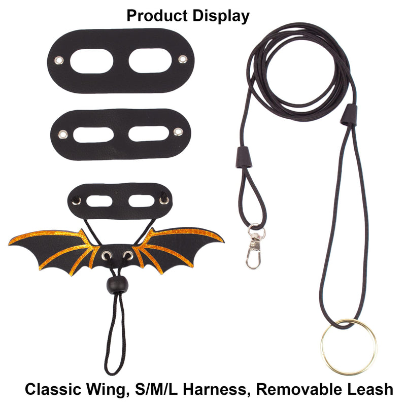 ADOGGYGO Bearded Dragon Leash Harness, 3 Size Pack Black Leather Wing Lizard Harness with Removable Lizard Leash for Bearded Dragon Lizard Reptiles (Black) - BeesActive Australia