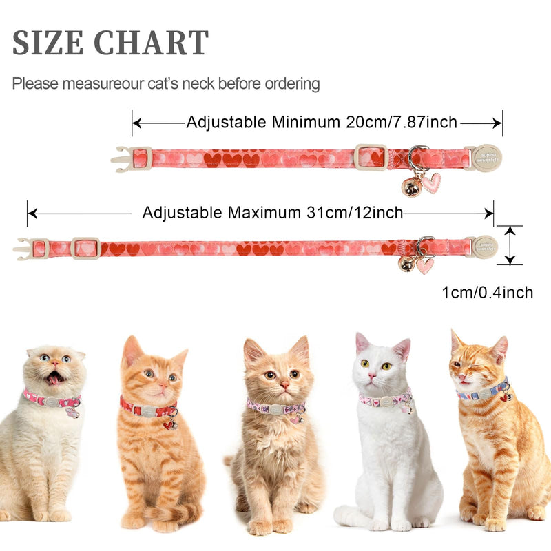 Unique style paws 2 Pack Valentine's Day Kitten Collar Breakaway with Bell&Pendant, Adjustable Safety Red Lip Rainbow Cat Cotton Collar for Girl Boy Cat and Small Pet painting blue pink love - BeesActive Australia