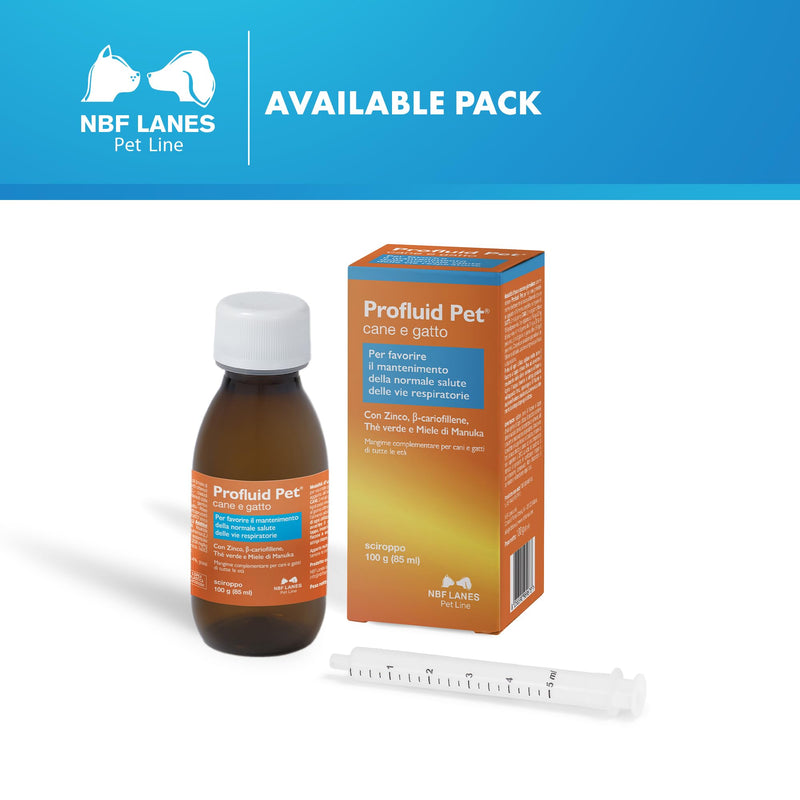 NBF Lanes | Profluid Pet Dog and Cat, Palatable Syrup 100 g, Supports the Maintenance of Normal Respiratory Health