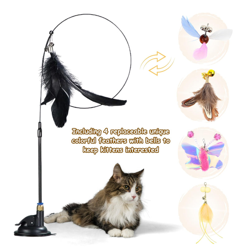 Interactive Cat Toy with 5 Replaceable Feathers, an Indoor Automatic Cat Toy for Cat, Valuable Cat Chase Toy to Promote Exercise and Reduce Stress - BeesActive Australia
