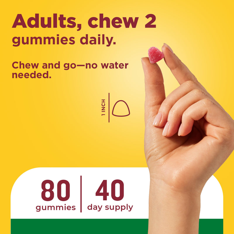 Nature Made Multivitamin + Omega-3, Multivitamin Gummies for Adults, 80 Ct | Adult Gummy Vitamins & Minerals, Multivitamin Gummies for Women and Men, Daily Nutritional Support, 40 Day Supply Strawberry, Lemon & Orange 80 Count (Pack of 1)