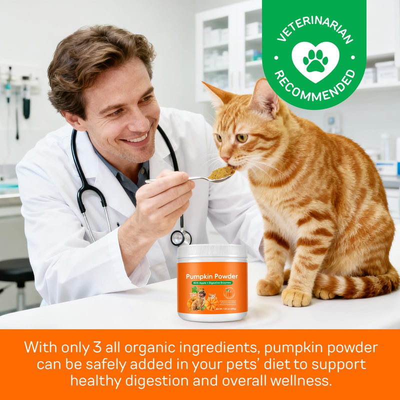 Pumpkin Powder for Dogs & Cats with Apple and Digestive Enzymes - Digestive & Gut Support Supplement, Helps Improve Stool Quality & Nutrient Absorption, 7.05 oz