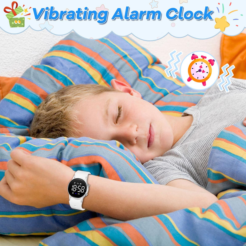 BEN NEVIS Kids Watch for Boys Girls Waterproof Digital Watch for Kids with Pedometer, Vibration Alarm Clock, Stopwatch, Calendar, No App for Ages 5-18 04-White - BeesActive Australia