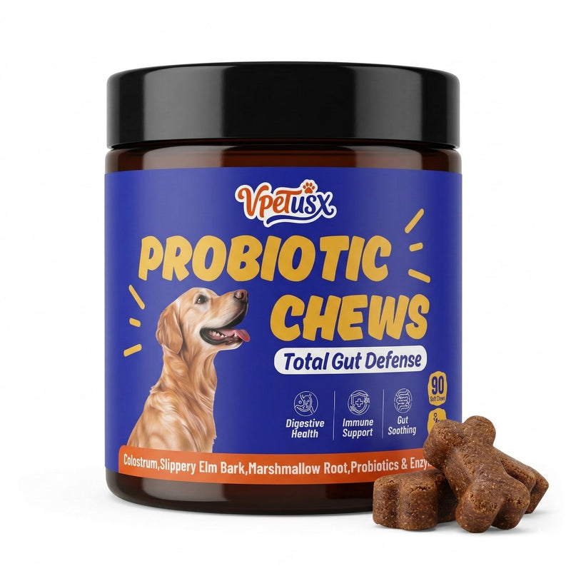 Advanced Dog Gut & Immune Support - Probiotics for Dogs Upset Stomach & Gas Relief with Pumpkin, Slippery Elm,Colostrum & Digestive Enzymes, Duck Flavor