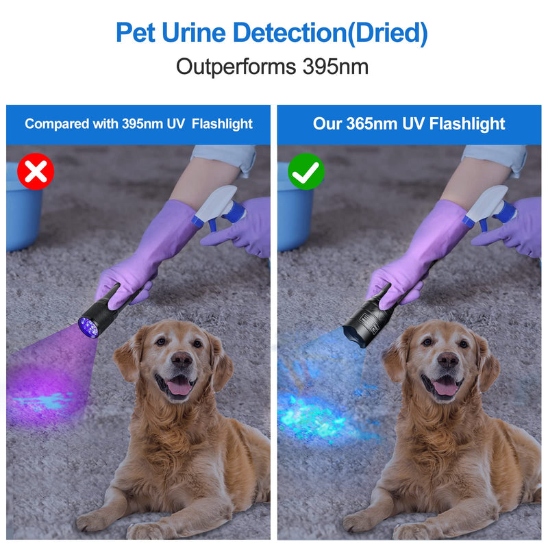 Vansky X7 Pro 365nm UV Light Blacklight Flashlights: LED Black Light Flashlite Professional Ultraviolet Flashlight Pet Urine Detector for Dog Cat, Resin Curing and Rock Hunting(Batteries are Included) - BeesActive Australia