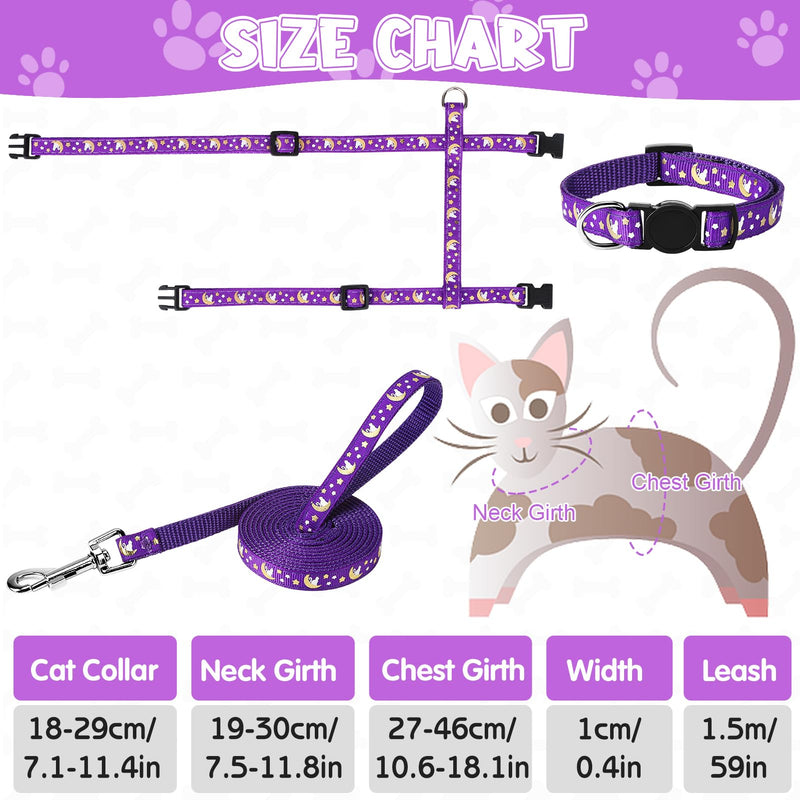 2 Pack Cat Harness and Leash with Collar Set, Escape Proof Cat Harness Adjustable Kitten Harness Glow in The Dark for Small Medium Cats - BeesActive Australia
