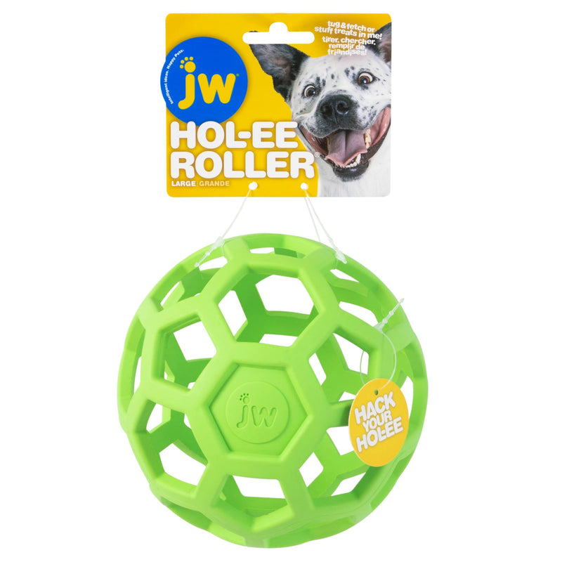 JW Pet Hol-ee Roller Dog Toy Puzzle Ball, Natural Rubber, Large (5.5 Inch Diameter), Colors May Vary Assorted - BeesActive Australia