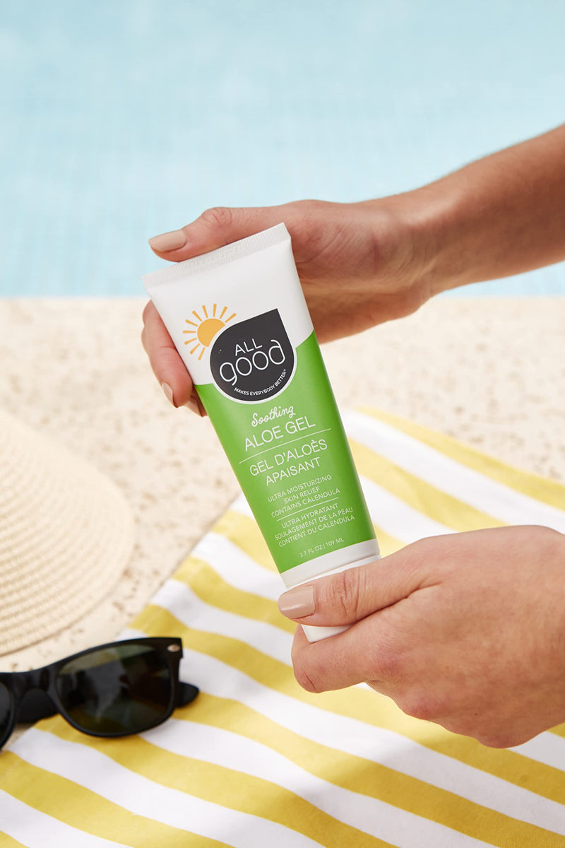 All Good Aloe Vera Gel | After Sun Lotion, Sunburn, Skin Repair | Moisturizing Organic Aloe for Skin Relief | Hydrating Hyaluronic Acid, Niacinamide (Vitamin B-3) Non GMO, Vegan | 3.7 oz (2-Pack)